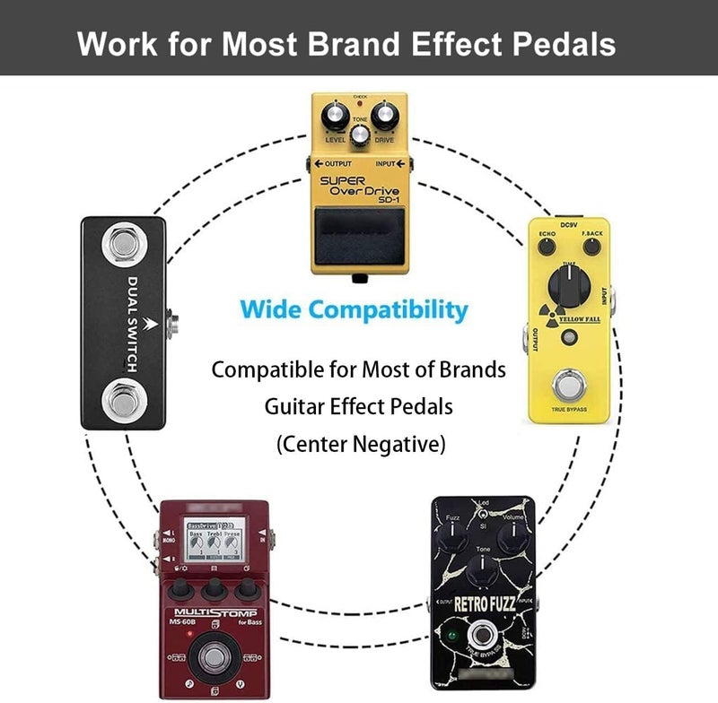 JOYO DC 9V 500mA Guitar Pedal Power Supply Adapter AC Wall Charger Adapter One Spot 5.5mmX2.1mm Compatible for Most Effect Pedals (Tip Negative) - Image 4